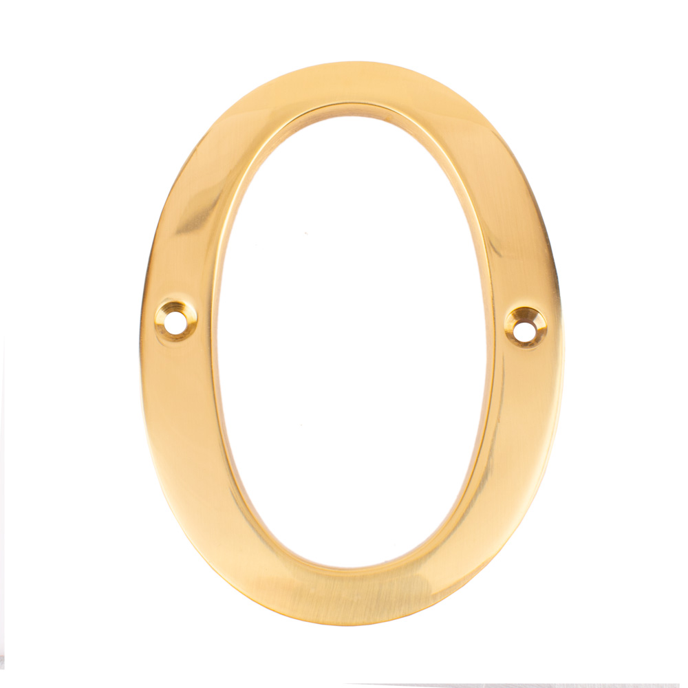 Dart Number 0 Door Numeral - Polished Brass